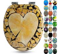 Sanfino® Premium Abattant WC en bois avec frein de chute, qualité supérieure, nombreux motifs colorés, confortable, installation facile, notice de montage incluse - „Wood Heart"