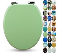 Sanfino® Premium Abattant WC en bois avec frein de chute, qualité supérieure, nombreux motifs colorés, confortable, installation facile, notice de montage incluse - "Mint Green"
