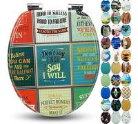 Sanfino® Premium Abattant WC en bois avec frein de chute, qualité supérieure, nombreux motifs colorés, confortable, installation facile, notice de montage incluse - „Old School"