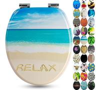 Sanfino® Premium Abattant WC en bois avec frein de chute, qualité supérieure, nombreux motifs colorés, confortable, installation facile, notice de montage incluse - „Take It Easy"