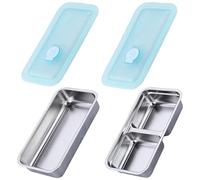 Sanfiyya Ensemble de boîtes à lunch en acier inoxydable, contenants alimentaires à 2 packs simples et doubles, boîtes bento fuite pour l'école, le bureau, le voyage