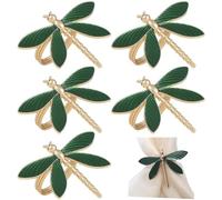 Sanfly Anneau De Serviette Libellule 6 Pièces/Ensemble, Porte-Nappe en Alliage Doré 3D, Décor À Boucle, Fête De Mariage, Dîner, Cadeau d'anniversaire