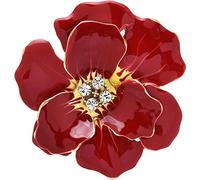 Sanfly Bijoux Grande déclaration Fleur de noël Blanc Brillant Poinsettia Rouge Vacances Broche en plaqué Or écharpe Broche pour Les Femmes