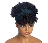 Sanfly Court Bouclés Bandeau Perruques Afro Perruques Afro Perruque De Cheveux Afro Haute Puff Perruque Court Cheveux Bouclés Noir Gris Bouclés Perruques Court Cheveux Crépus