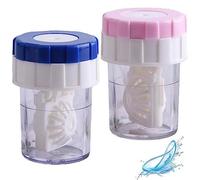 Sanfly Étuis à lentilles de Contact 2 pièces/Ensemble nettoyant pour lentilles de Contact rondelle de Contact Rotation Manuelle conteneur de lentilles de Contact pour Les Soins des Yeux