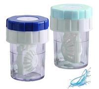 Sanfly Étuis à lentilles de Contact 2 pièces/Ensemble nettoyant pour lentilles de Contact rondelle de Contact Rotation Manuelle conteneur de lentilles de Contact pour Les Soins des Yeux