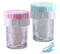 Sanfly Étuis à lentilles de Contact 2 pièces/Ensemble nettoyant pour lentilles de Contact rondelle de Contact Rotation Manuelle conteneur de lentilles de Contact pour Les Soins des Yeux