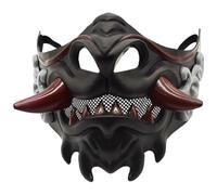 Sanfly Masque Demi-Visage Samurai Oni en Plastique, Masque Hannya Japonais pour Costume d'halloween, Accessoires De Fête Cosplay