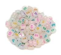 Sanfly Perles Acryliques Lumineuses De 100 Pcs 7mm Numéro De Disque Plat Plat D'entretoise Beads Charms pour Bijoux Boucle d'oreille Bracelet