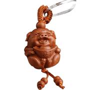 Sanfly Porte-clés en Bois Cochon Chinois Porte-Bonheur Nouvel an Cochon Domestique Pendentif breloque Ornement Pendentif Cadeau pour clés Sac à Dos