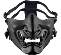 Sanfly Samouraï Oni Demi-Visage Japonais pour Déguisement d'halloween, Accessoires De Cosplay Noir