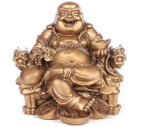 Sanfly Statue De Bouddha Rieur Rétro Porte-Bonheur, Ornements en Lingot d'or, Statue De Bouddha Chinois Feng Shui en Résine, Décoration De Maison