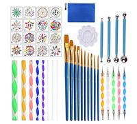Sanfoelek Lot de 44 outils de pointillage Mandala pour peinture DIY Pochoirs Ball Palette Pinceaux Multifonction Gaufrage Dot Kit pour Toile Roches Coloriage Dessin Artisanat Fournitures Art