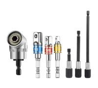 Sanfoelek Lot de 7 outils d'angle pour tournevis électrique 105 °, 1 embout à angle droit de 35,6 cm à 105 degrés, 3 porte-embouts de tige d'extension 14, 3 douilles d'impact, écrou carré, tournevis