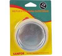 Sanfor 87027 Joints en caoutchouc + filtre pour machine à café italienne, 12 tasses, caoutchouc blanc, aluminium, 92 x 75 x 8 mm