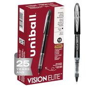 Sanford Uni-Ball Vision Elite Stick Micro Point Rollerball Pens, 0.5mm, 12 Black (69000) by Uni-ball