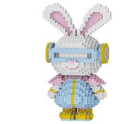 SANFUNET Blocs de Construction Micro Figurine Lapin à Arc-en-Ciel, Kit DIY 3300 PCS Mini Blocs Diamant, Statue Décorative 25cm avec Lunettes Hip-Hop et Casque, (A)