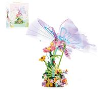 SANFUNET Boîte à Musique en Briques de Construction, Boîte à Musique Papillon Fleuri - Modèle Papillon Féérique Rose et Bouquet de Fleurs avec Mélodie Tournante, Décoration d'Intérieur - 278 Pièces