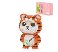 SANFUNET Coffret de Blocs de Construction Micro Tigre Cartoon Mignon, 2300 PCS Modèle Animal en Petites Briques avec Sac à Pattes, Cadeau créatif pour Adultes et Adolescents (Orange)