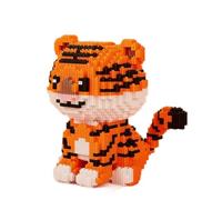 SANFUNET Coffret de Blocs de Construction Micro Tigre Cartoon Mignon, 2300 PCS Modèle Animal en Petites Briques avec Sac à Pattes, Cadeau créatif pour Adultes et Adolescents (Orange-2)