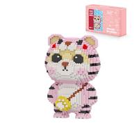 SANFUNET Coffret de Blocs de Construction Micro Tigre Cartoon Mignon, 2300 PCS Modèle Animal en Petites Briques avec Sac à Pattes, Cadeau créatif pour Adultes et Adolescents (Rose)