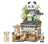 SANFUNET Ensemble de Blocs de Construction Street View Salon de thé Panda, Mini Jeu de Construction de Style Chinois avec Accessoires, pour Les Ados et Les passionnés de Construction(860 PCS)