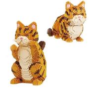 SANFUNET Maquette Blocs Mini Border Collie 2 en 1, 2305 PCS avec Bouton Son Miaou, Déco Cadeau Adulte (Chat Style Garfield)