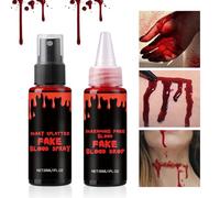 Sang Artificiel Spray,Kit de Maquillage Faux Sang Lavable pour Halloween - Accessoire Costume pour Escape Room Maison Hantée Déguisement Farce Théâtre Cosplay École Fête Hommes