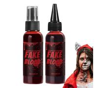 Sang Factice Lavable | Kit De Maquillage De Sang Pour Halloween 60ml,Outil Maquillage Hydratant Securite Liquide Eclaboussure pour Fete Theatre Cinema Maison Horreur Cosplay Exterieur