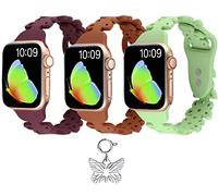 SaNgaiMEi Lot de 3 bracelets en silicone compatibles avec les bracelets Apple Watch 49 mm, 45 mm, 44 mm, 42 mm, 41 mm, 40 mm, 38 mm pour femme - Bracelets de rechange doux et légers pour iWatch Series