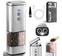 Sangcon Ensemble de moulins à sel et à poivre électriques 2 en 1 - Rechargeable par USB - Moulin à sel et à poivre - Double en un - Rechargeable automatique - Broyeur en céramique avec lumière