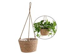 Sangda Pot de fleurs à suspendre en corde de jute - Panier pliable en jonc de mer, macramé - pour plantes succulentes, décoration intérieure ou extérieure