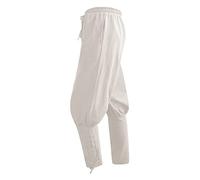 Sangdut Pantalon gothique médiéval de la Renaissance pour homme - Style vintage viking pirate - Pour adulte, blanc, 41-44.5