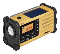 Sangean Radio d'extérieur AM, FM radio d'urgence lampe de poche, rechargeable, panneau solaire noir, jaune
