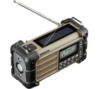 Sangean MMR-99 Radio dextérieur FM radio durgence, Bluetooth panneau solaire, protégé contre les projections deau, étanche à la poussière, lampe de poche marron