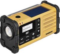 Sangean Radio d'extérieur DAB+, FM radio d'urgence lampe de poche, rechargeable, panneau solaire noir, jaune