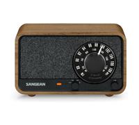 SANGEAN WR-8 Radio vintage portable avec haut-parleur Bluetooth, réception FM, batterie intégrée, boîtier en bois véritable, noyer vintage
