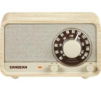 SANGEAN WR-8 - Radio vintage portable avec haut-parleur Bluetooth, réception FM, batterie intégrée, boîtier en bois véritable, noyer vintage (White Oak)
