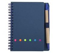 Sangeponiang, cahier, portable, simple, double bobine, cuir, pour étudiant, bloc-notes, avec un stylo, pour les affaires, le bureau, la papeterie, la taille A5, la couverture (Bleu)