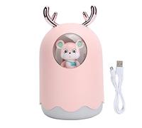 Sangeponiang Pour Noël, pour le type de klaxon de cerf, pour l'humidificateur à air, le travail muet, avec une lumière ambiante colorée, un plugin USB, un fabricant de brouillards nano (Rose)