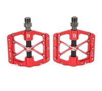 Sangeponiang, Pour VTT, Pédale en alliage d'aluminium CNC à 3 roulements, accessoires de vélo durables, légers, antidérapants, haute résistance, taille universelle (rouge)