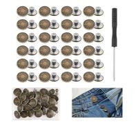 SANGFUN 24pcs Bouton de Jeans, Bouton Rétractable Jeans, Boutons pour Jeans de Remplacement, 17 mm en Laiton pour Jeans et Boutons avec Fixation, Broches Amovibles pour Boutons Jean, Vestes, Robes