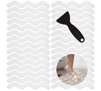 SANGFUN Autocollants de Douche Antidérapants 24 PCS Bandes Adhésives de Sécurité avec Grattoir Professionnel - Surface Texturée pour Baignoire/Escaliers/Salle de Bain - Résistant à l'eau Transparent