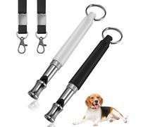 SANGFUN Lot de 2 Sifflets à Ultrasons pour Chien avec Laisse Réglable, Haute Fréquence Silencieux, Sifflet Réglable Contre Les Aboiements pour Rappel et Contrôle de l'écurie (Noir + Blanc)