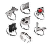 SANGHAI Lot de 7 bagues de cosplay Hu Tao pour cosplay, Halloween, carnaval, spectacle, accessoires de costume, métal, Métal