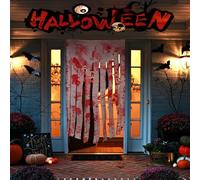 Sanglant Halloween Gaze 2 Pièce,Sanglant Rideaux Halloween,Bande de Tissu Sanglante Pour Halloween,Halloween Rideau de Porte, Halloween Rideau, Fêtes D'halloween, Maisons Hantées, Décorations D'entrée