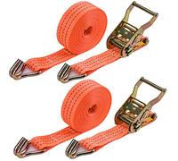 Sangle a Cliquet - 2 x 2000 kg 6m Sangle Arrimage Sangles D'arrimage avec Crochet Sangles de Serrage pour la Fixation ou la Sécurisation de la Charge de la Voiture ou du Transporter