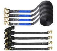 Sangle a Cliquet, 4 Pièces Sangles D'arrimage, 6M x 25MM Sangles à Cliquer, Sangle Arrimage avec Cliquet, pour Moto, Remorque, Camion, Transport de Matériel, Déménagement, Bagage et Camping