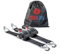 Sangle a Cliquet Automatique 3m 50mm Crochets Acier LC 750daN, 1500daN en U | Enrouleur de Sangle Automatique | Idéal Fixation Remorque Moto Quad Utilitaire| Lot de 2 + Sac | en 12195-2 | Sturdlink®