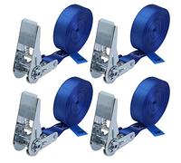 Sangle à cliquet d'arrimage 4 pièces sangle de fixation 4 m ou 6 m bleu, largeur 25 mm - charge maximale 800 kg DIN EN 12195-2, 4 pièces 2.5 cm x 6 m